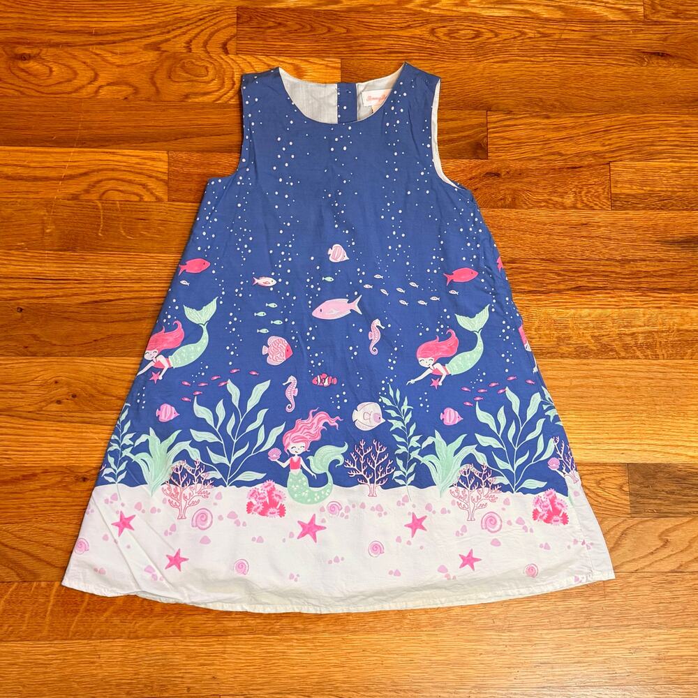 Tommy Bahama Kids Girls 5 Blue Pink Mermaid Fish Sea Sleeveless Babydoll Dress